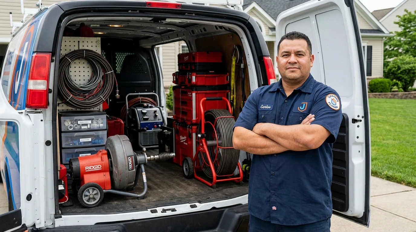 Professional drain cleaning equipment and Johns Plumbing LLC plumber in Danville