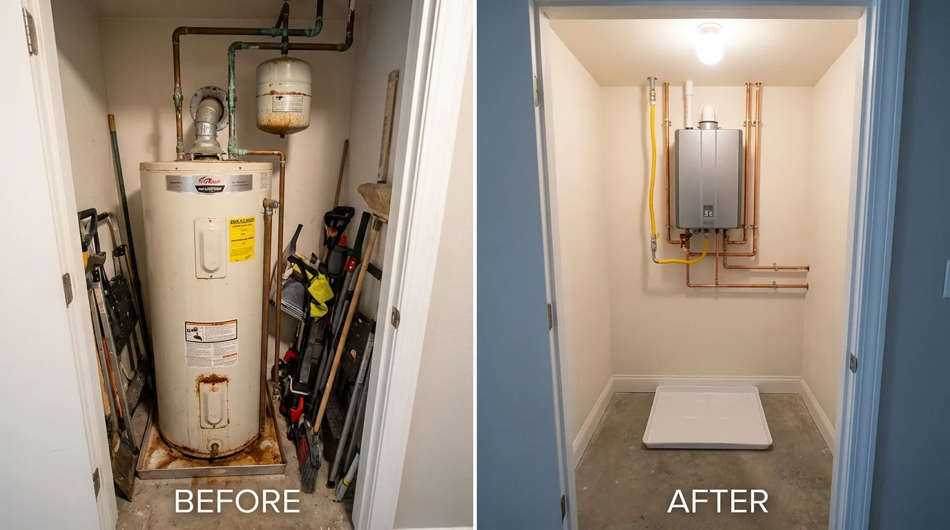 Tank water heater versus wall-mounted tankless unit comparison for Danville, CA homeowners